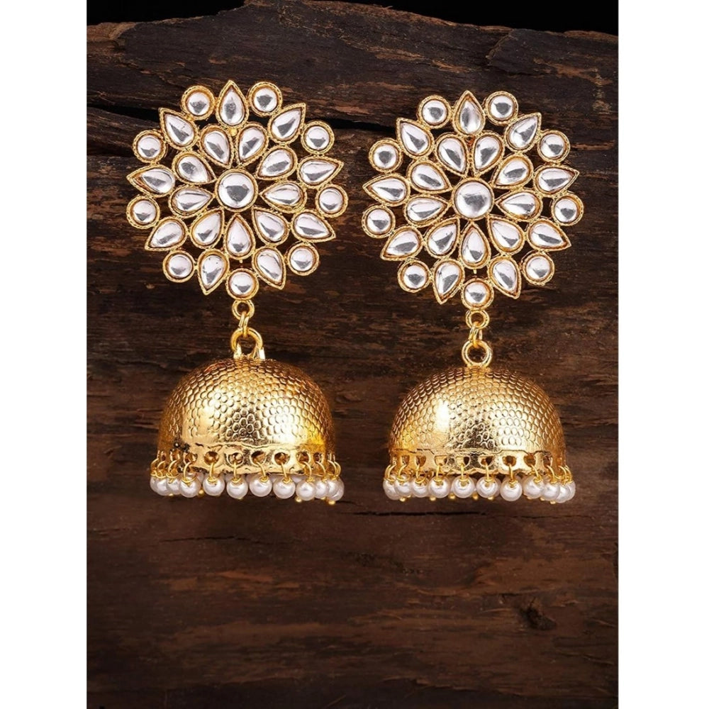 Amfyn Women's Rose Gold Plated Alloy Earrings (White)