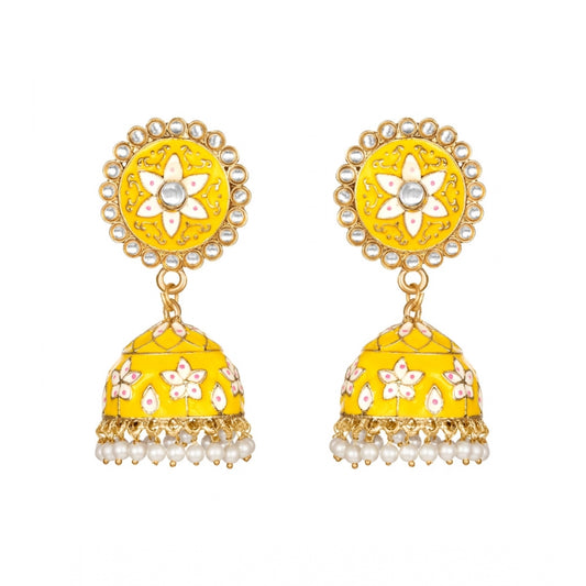 Fashion Women's Rose Gold Plated Alloy Earrings (Yellow)