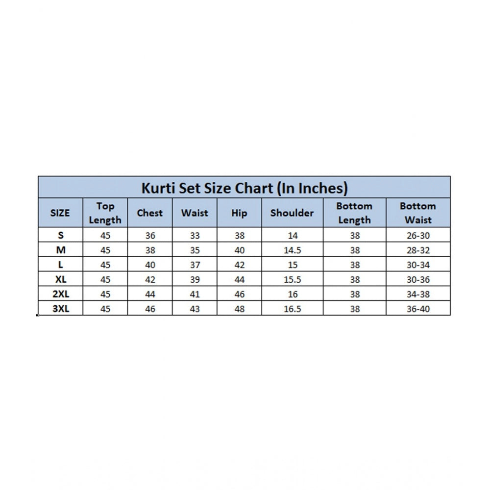 Amfyn Women's Casual 3/4 Sleeve Printed Rayon Kurti With Pant Set (Peach)