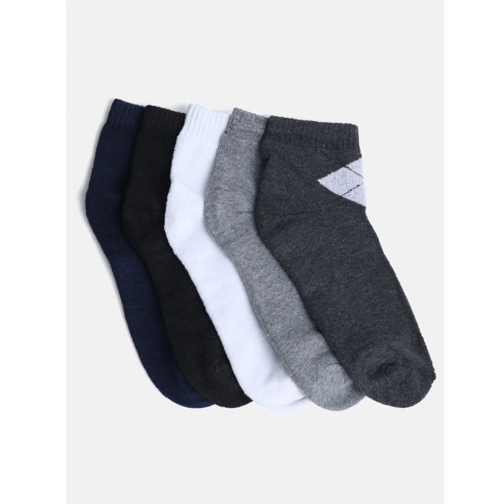 Amfyn 5 Pairs Men's Casual Cotton Blended Solid Mid-Calf length Socks (Assorted)