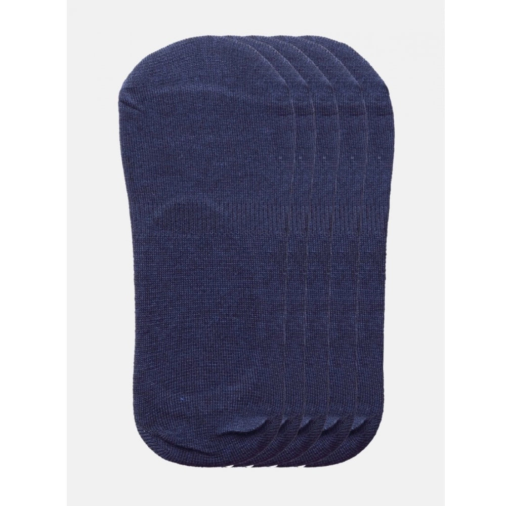 Amfyn 5 Pairs Unisex Casual Cotton Blended Solid No-show Socks (Navy)