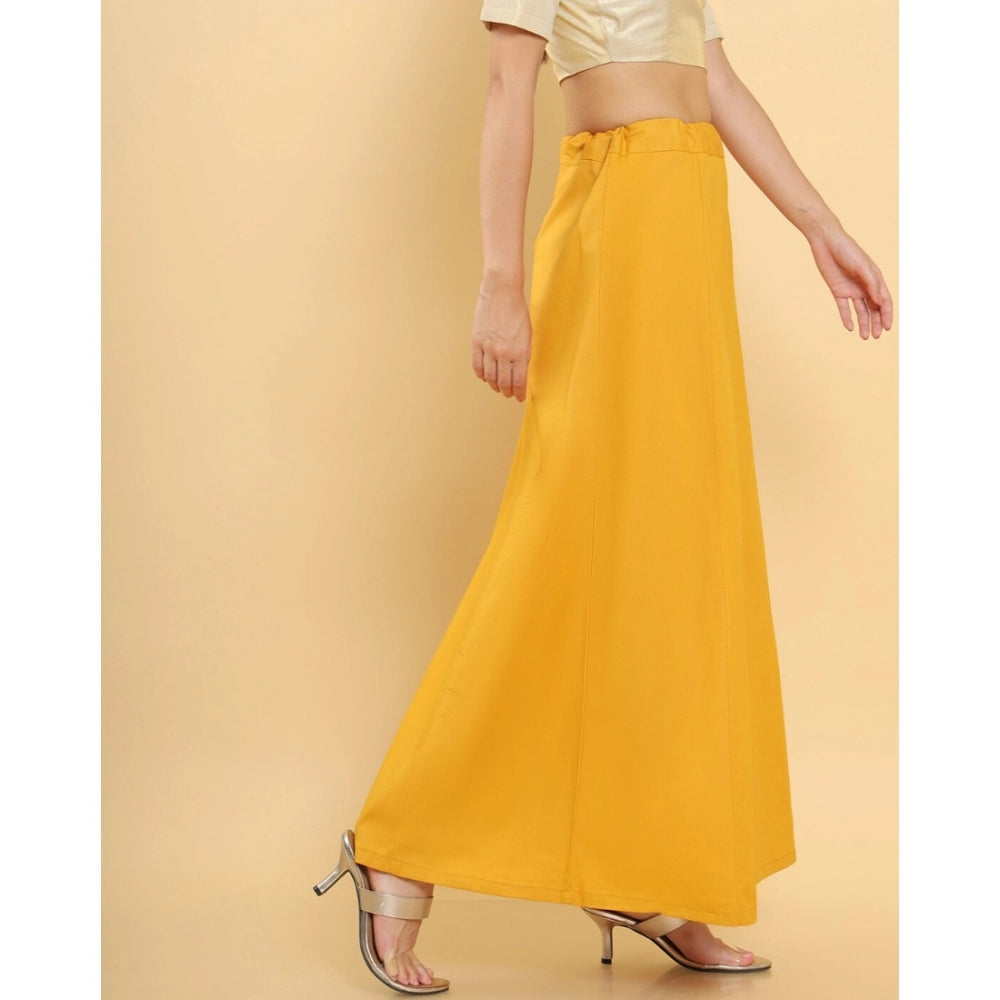 Amfyn Women's Cotton Solid Free Size Petticoat (Mustard)