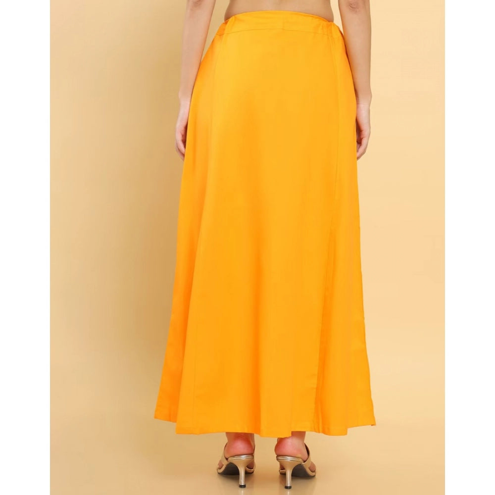 Amfyn Women's Cotton Solid Free Size Petticoat (Mustard)