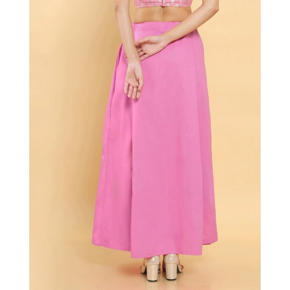Amfyn Women's Cotton Solid Free Size Petticoat (Pink)