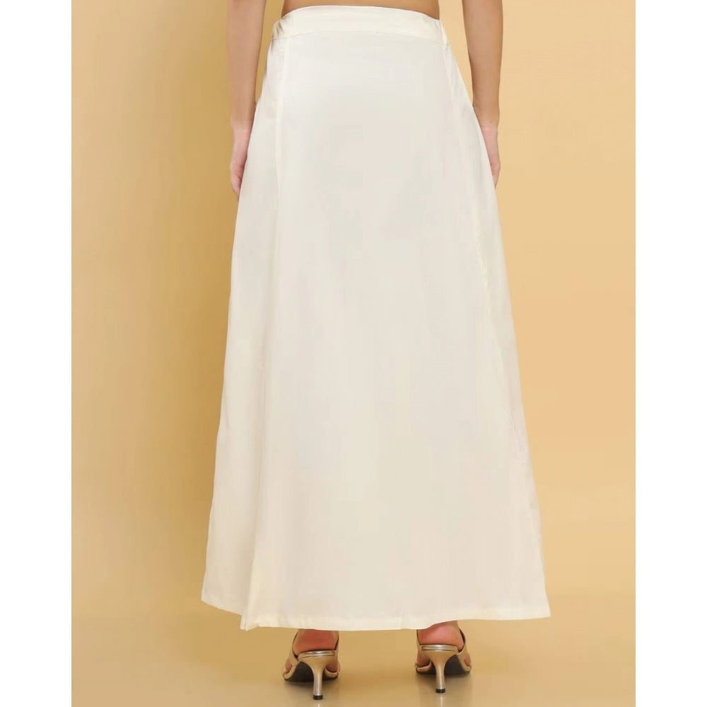 Amfyn Women's Cotton Solid Free Size Petticoat (Cream)