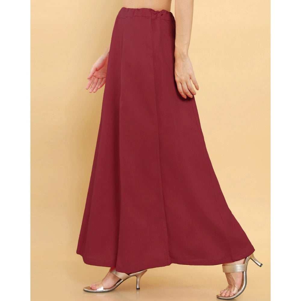 Amfyn Women's Cotton Solid Free Size Petticoat (Maroon)