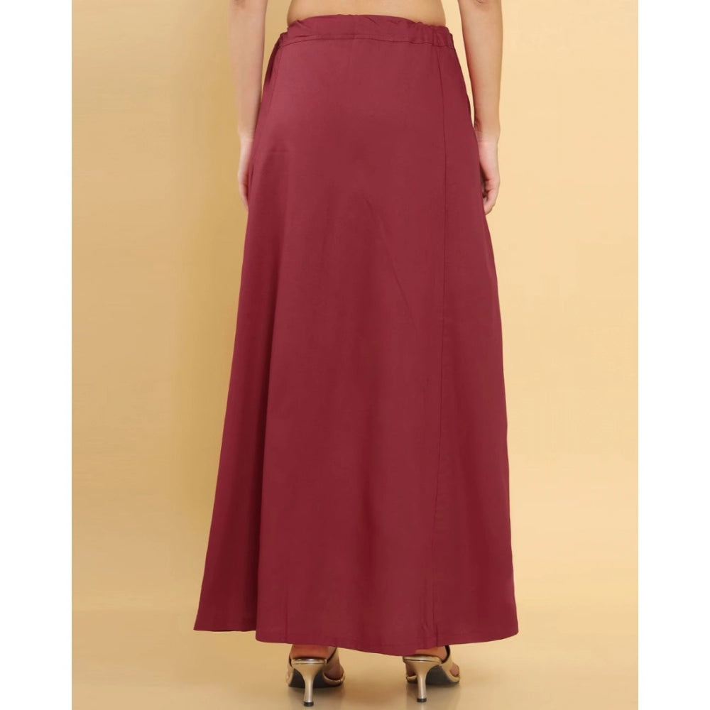 Amfyn Women's Cotton Solid Free Size Petticoat (Maroon)