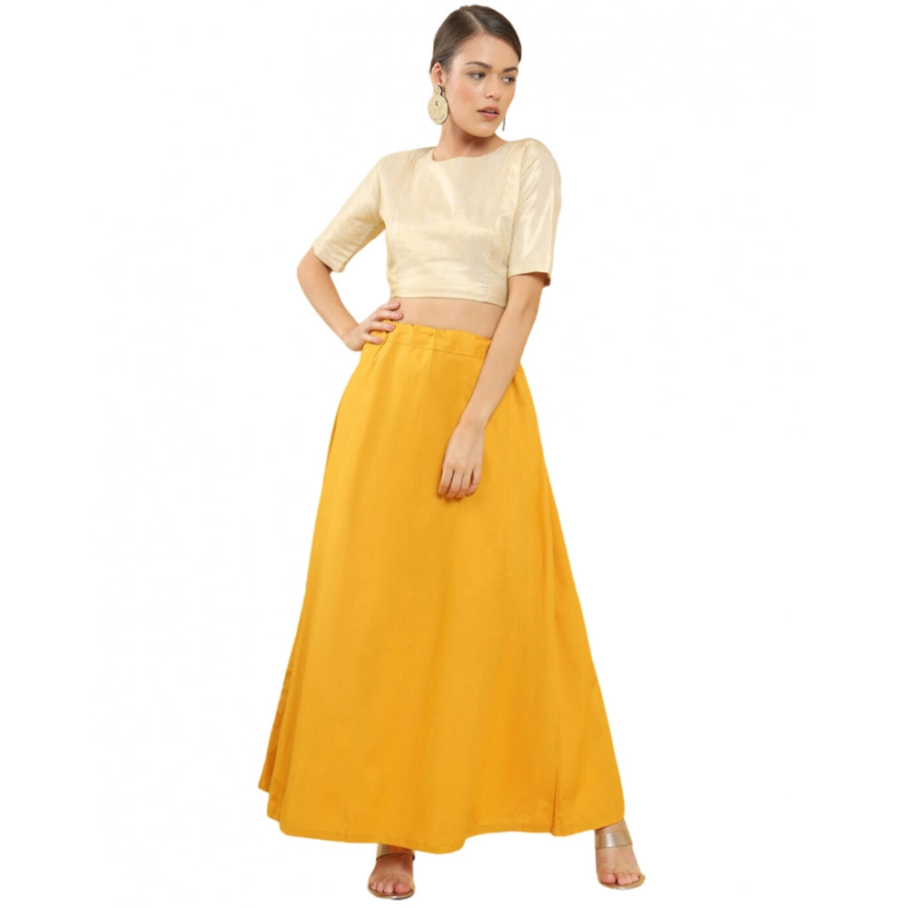 Amfyn Women's Cotton Solid Free Size Petticoat (Yellow)