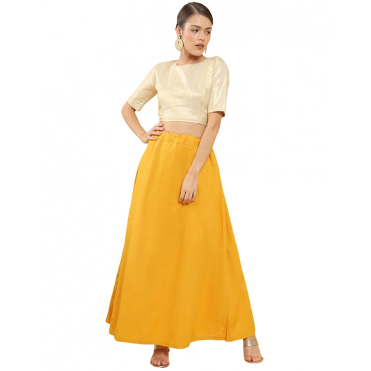 Amfyn Women's Cotton Solid Free Size Petticoat (Yellow)