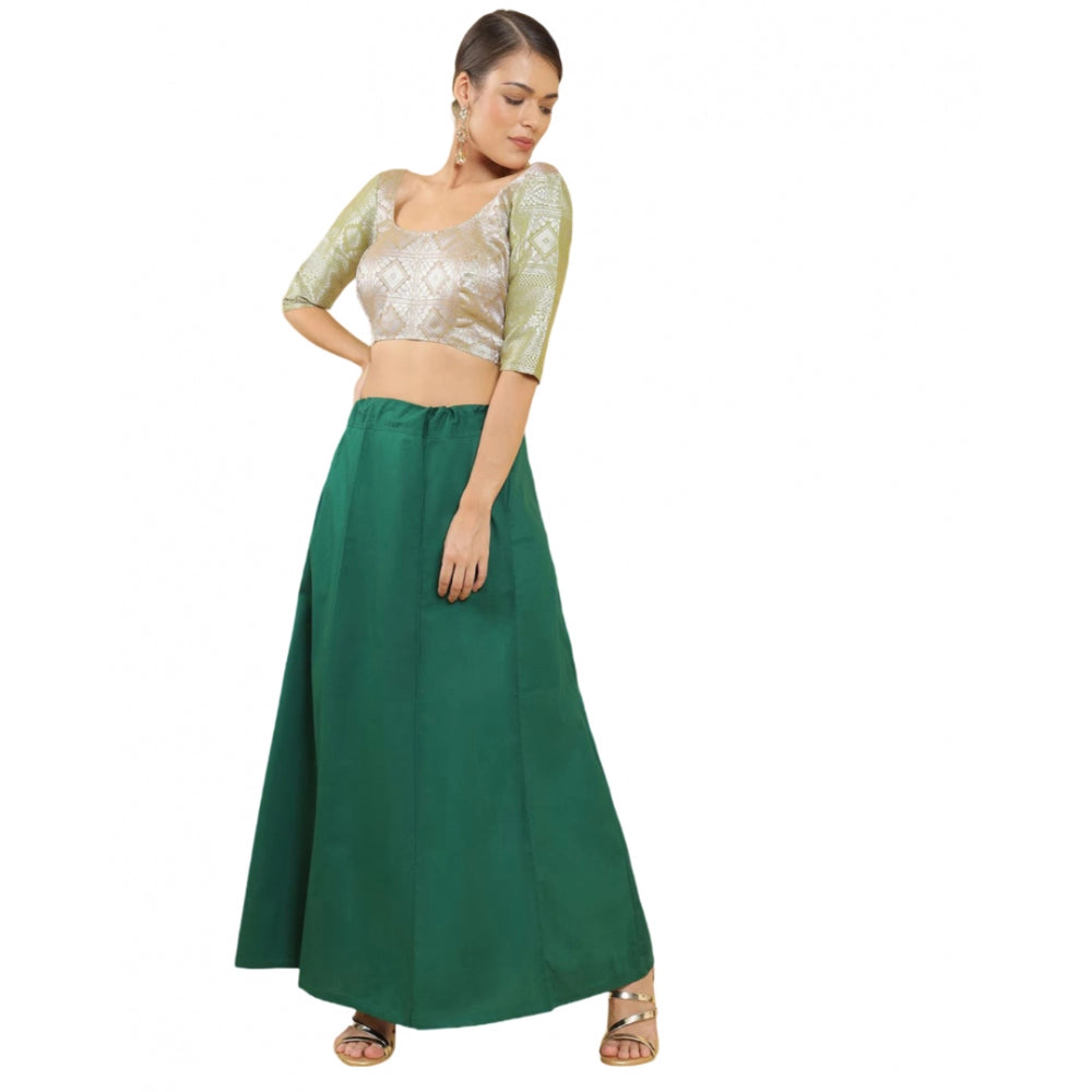 Amfyn Women's Cotton Solid Free Size Petticoat (Green)