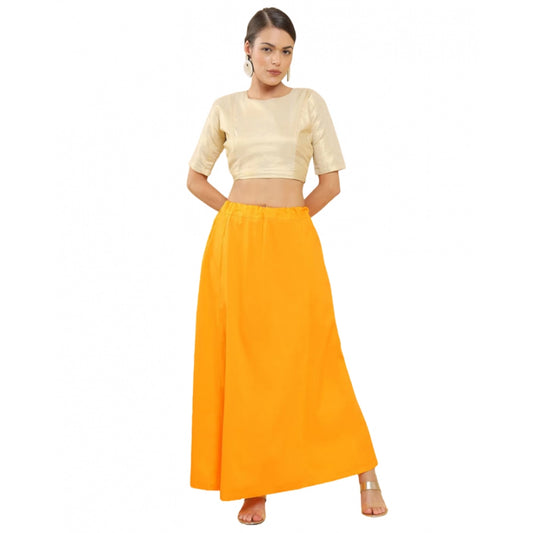 Amfyn Women's Cotton Solid Free Size Petticoat (Mustard)