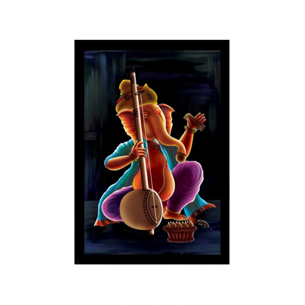Amfyn Ganesh Photo with Synthetic Photo Frame (Multicolor)