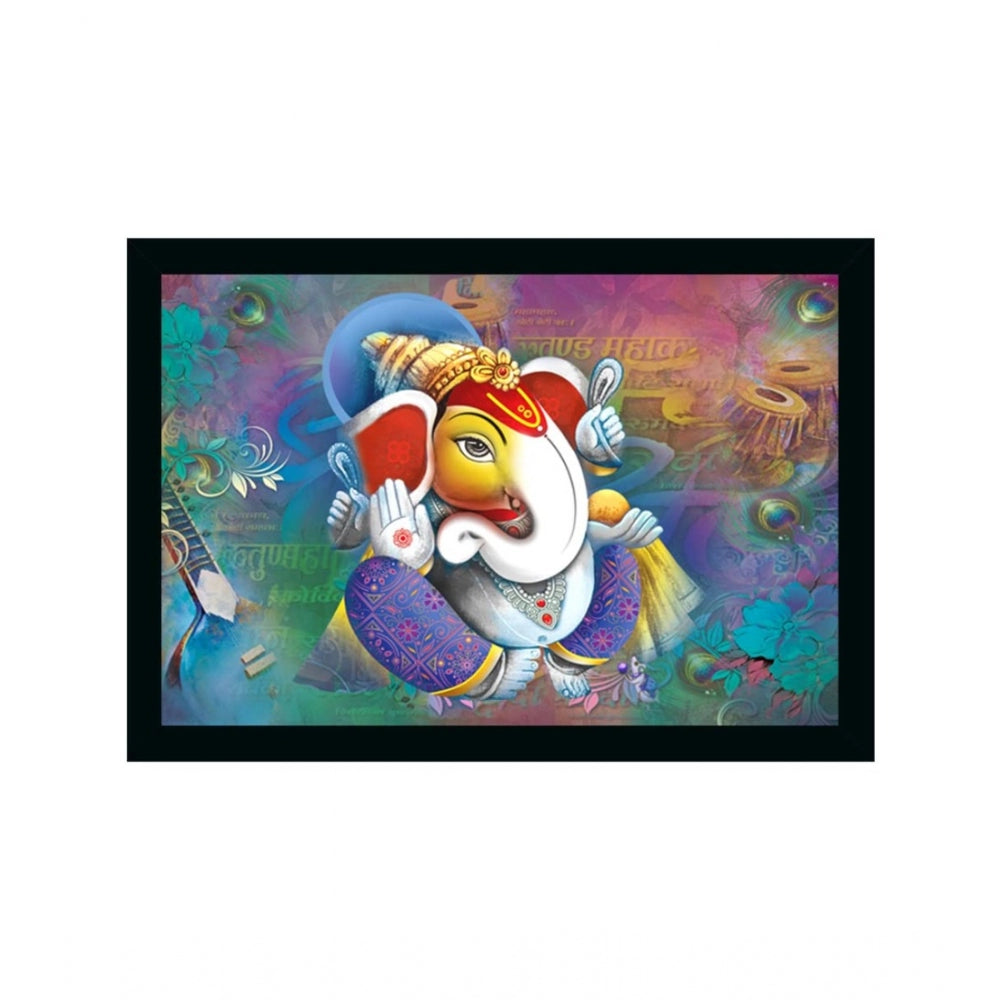 Amfyn Ganesh Photo with Synthetic Photo Frame (Multicolor)