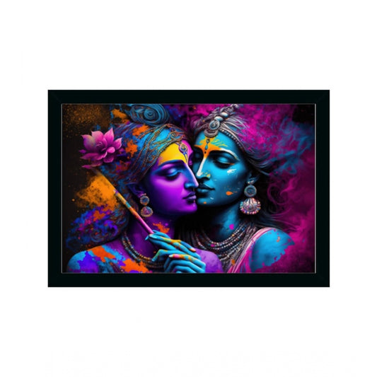 Amfyn Radha Krishna Painting with Synthetic Photo Frame (Multicolor)