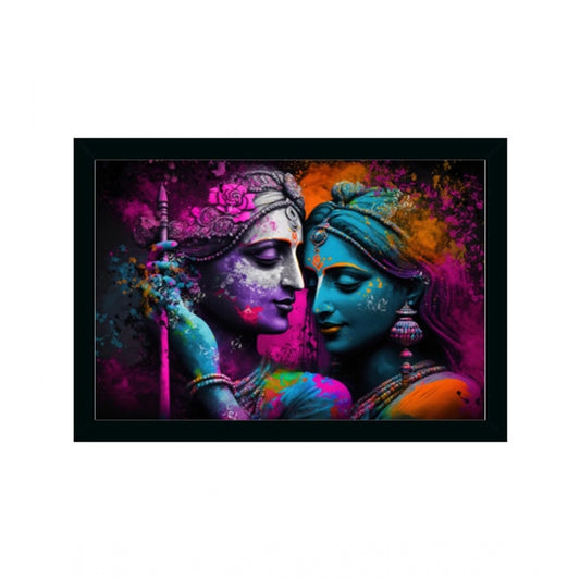 Amfyn Radha Krishna Painting with Synthetic Photo Frame (Multicolor)
