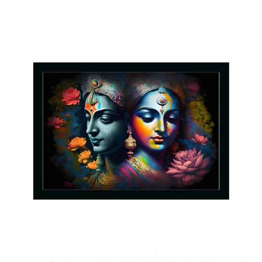 Amfyn Radha Krishna Painting with Synthetic Photo Frame (Multicolor)