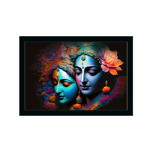 Amfyn Radha Krishna Painting with Synthetic Photo Frame (Multicolor)