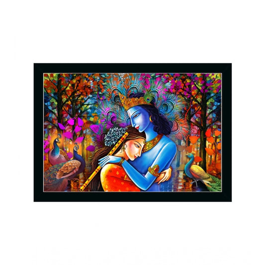 Amfyn Radha Krishna Painting with Synthetic Photo Frame (Multicolor)