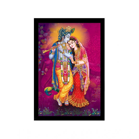 Amfyn Radha Krishna Painting with Synthetic Photo Frame (Multicolor)