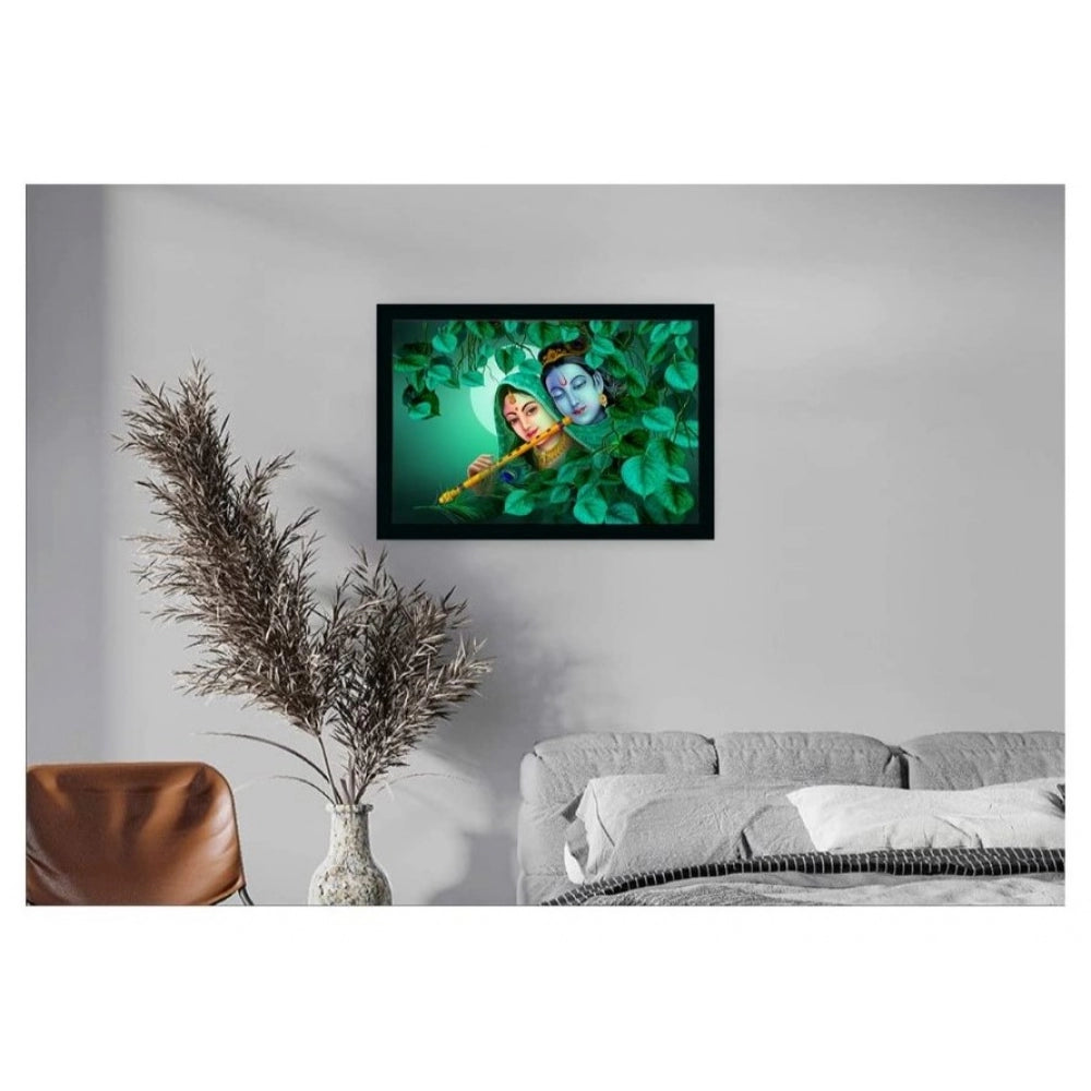 Amfyn Radha Krishna Painting Vinyl Sparkle Coated with Synthetic Photo Frame (Multicolor)
