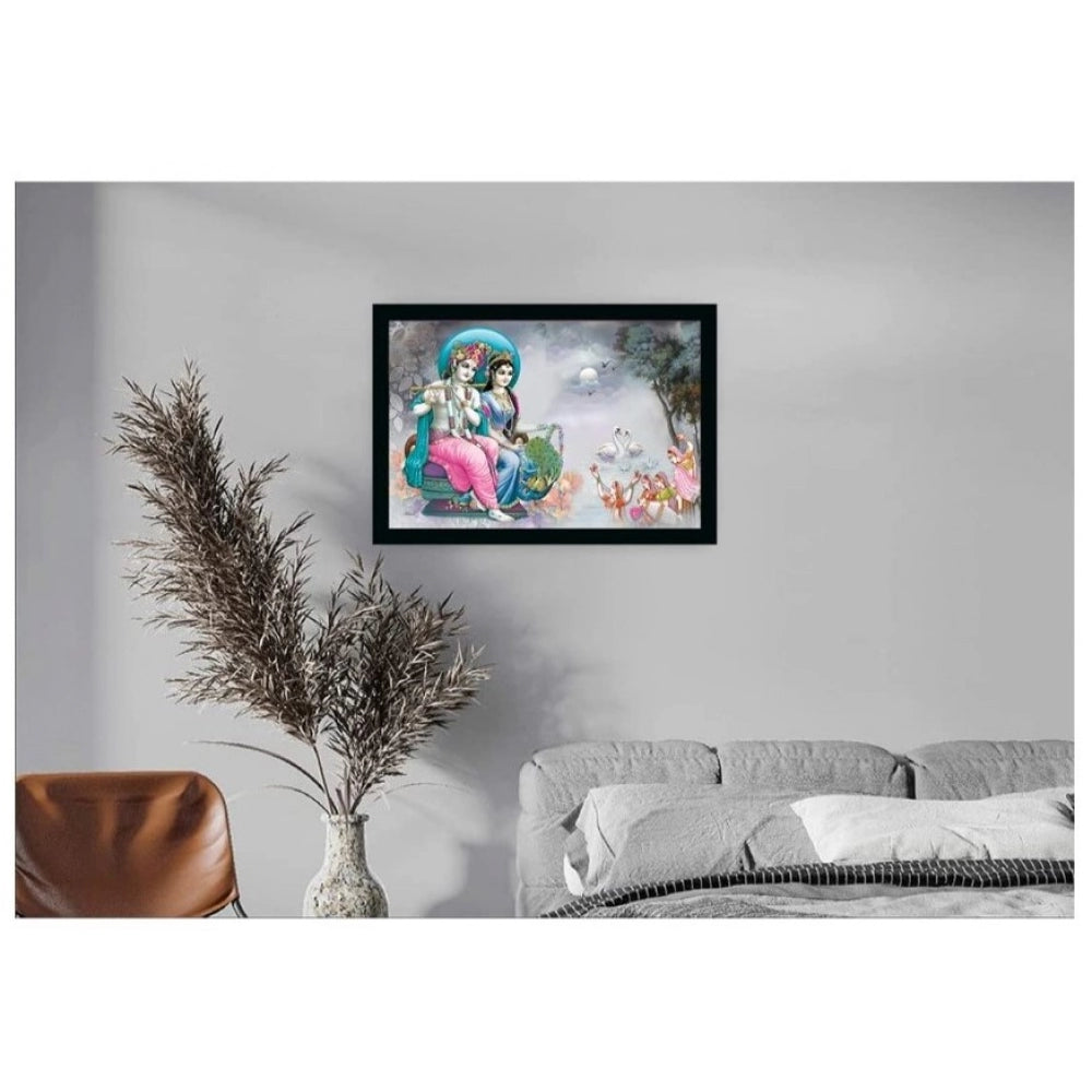 Amfyn Radha Krishna Painting with Synthetic Photo Frame (Multicolor)