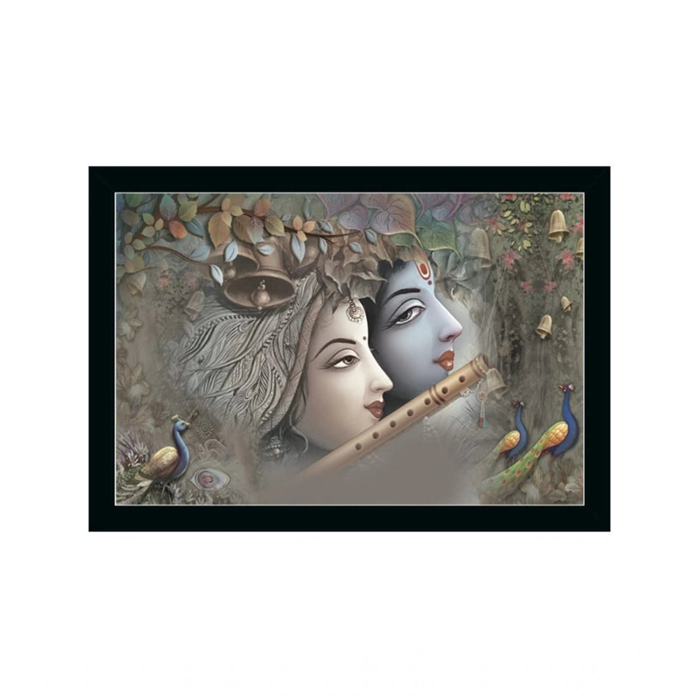 Amfyn Radha Krishna Painting with Synthetic Photo Frame (Multicolor)