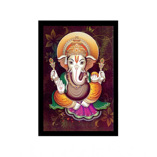 Amfyn Ganesh Photo with Synthetic Photo Frame (Multicolor)