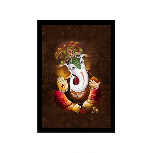 Amfyn Ganesh Photo with Synthetic Photo Frame  (Multicolor)