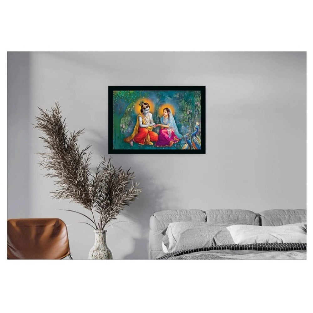 Amfyn Radha Krishna Painting Vinyl Sparkle Coated with Synthetic Photo Frame (Multicolor)