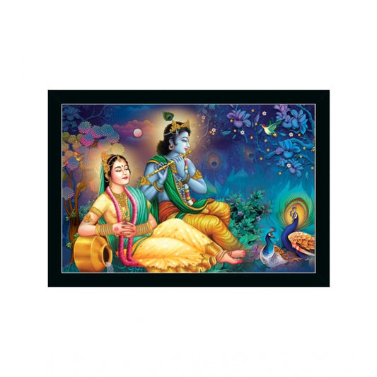 Amfyn Radha Krishna Painting with Synthetic Photo Frame (Multicolor)