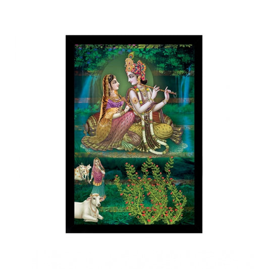 Amfyn Radha Krishna Painting with Synthetic Photo Frame (Multicolor)