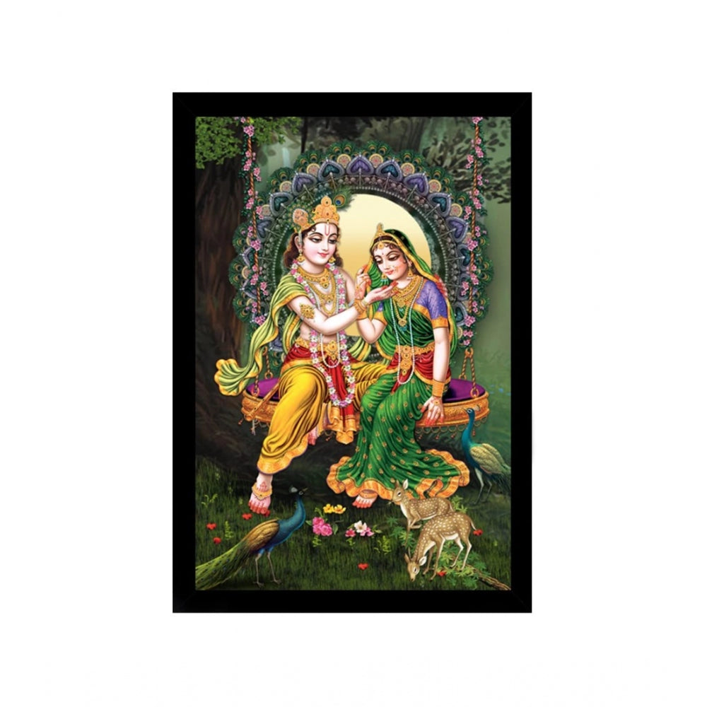 Amfyn Radha Krishna Painting with Synthetic Photo Frame (Multicolor)