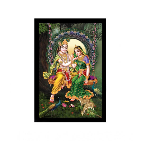 Amfyn Radha Krishna Painting with Synthetic Photo Frame (Multicolor)