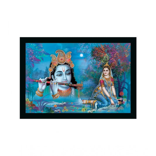 Amfyn Radha Krishna Painting Vinyl Sparkle Coated with Synthetic Photo Frame (Multicolor)