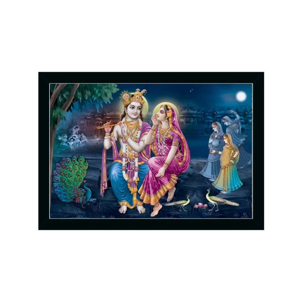 Amfyn Radha Krishna Painting with Synthetic Photo Frame (Multicolor)