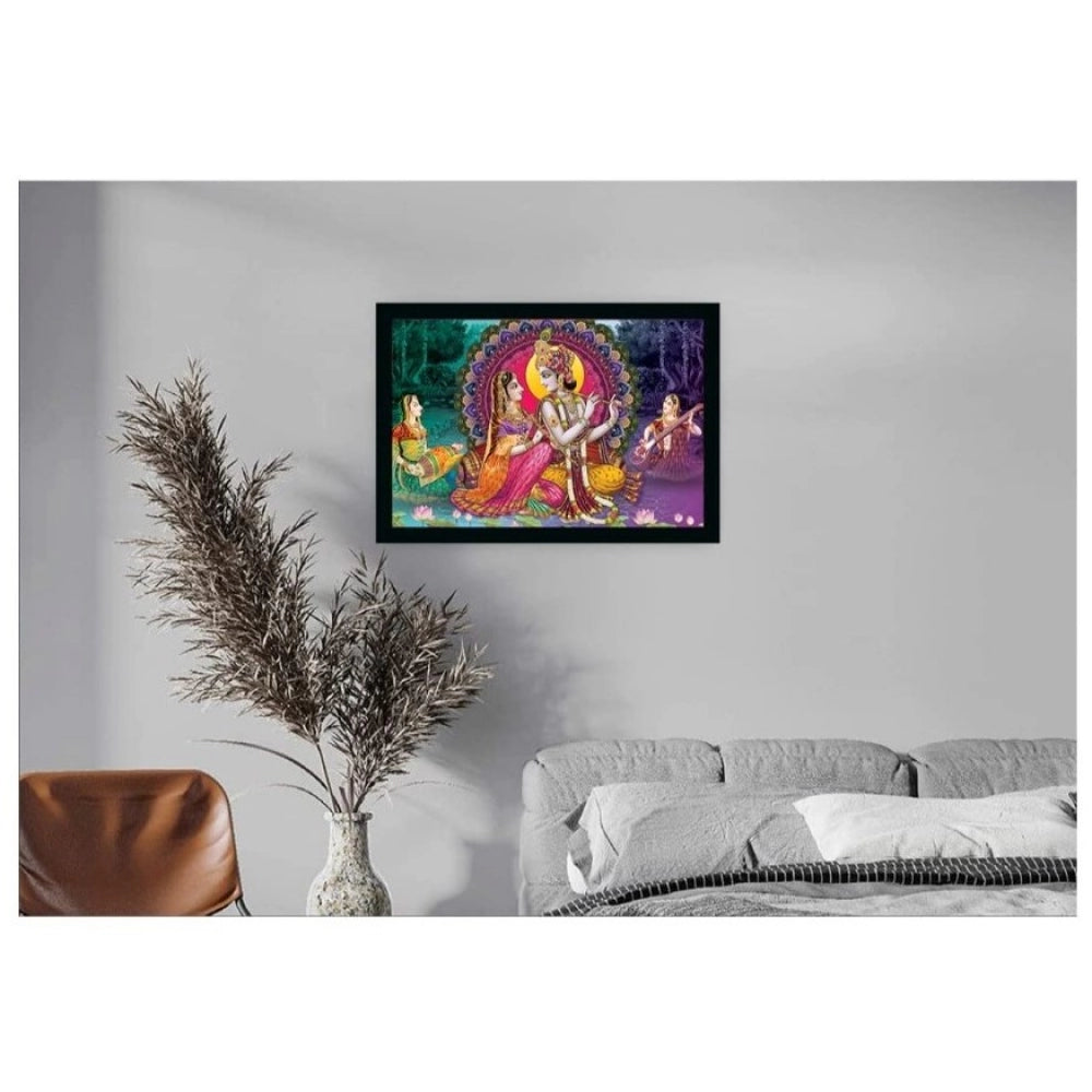 Amfyn Radha Krishna Painting with Synthetic Photo Frame (Multicolor)