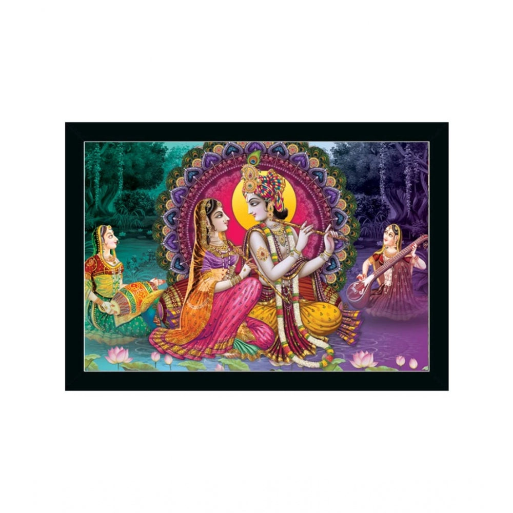 Amfyn Radha Krishna Painting with Synthetic Photo Frame (Multicolor)