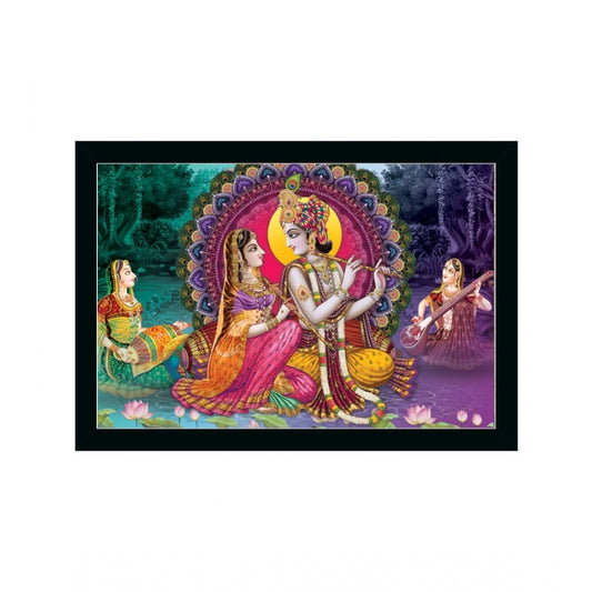 Amfyn Radha Krishna Painting with Synthetic Photo Frame (Multicolor)