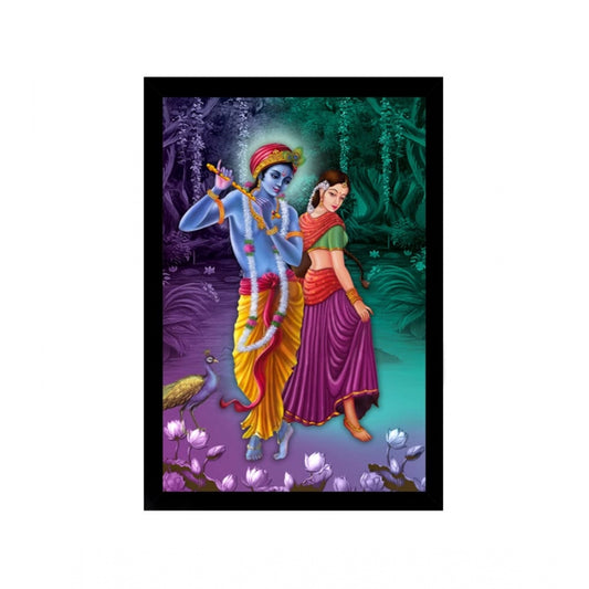 Amfyn Radha Krishna Painting with Synthetic Photo Frame (Multicolor)