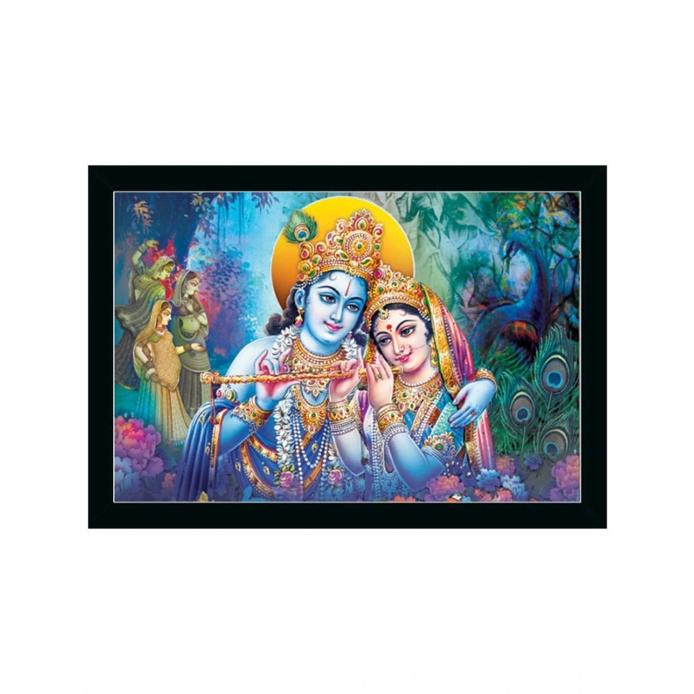 Amfyn Radha Krishna Painting with Synthetic Photo Frame (Multicolor)