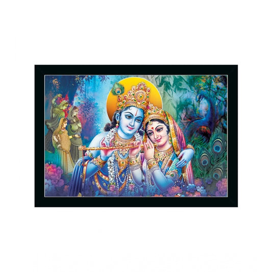Amfyn Radha Krishna Painting with Synthetic Photo Frame (Multicolor)