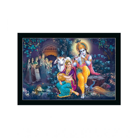 Amfyn Radha Krishna Painting with Synthetic Photo Frame (Multicolor)
