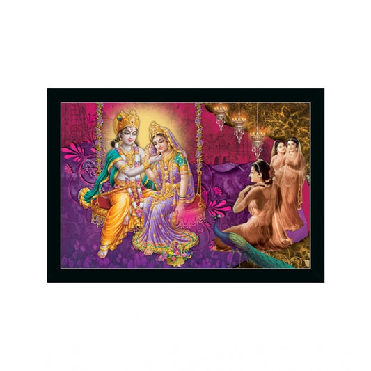 Amfyn Radha Krishna Painting with Synthetic Photo Frame (Multicolor)