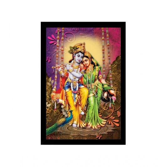 Amfyn Radha Krishna Painting with Synthetic Photo Frame (Multicolor)