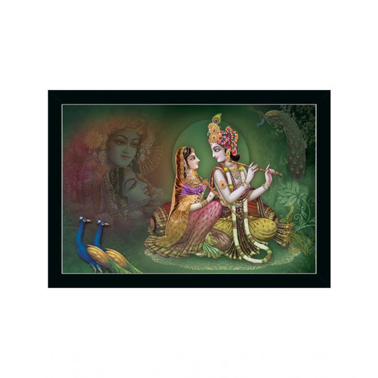 Amfyn Radha Krishna Painting with Synthetic Photo Frame (Multicolor)
