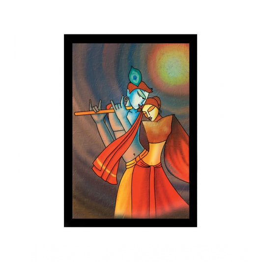 Amfyn Radha Krishna Painting with Synthetic Photo Frame (Multicolor)