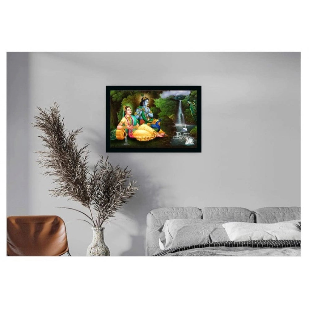 Fashion Radha Krishna Painting with Synthetic Photo Frame (Multicolor)