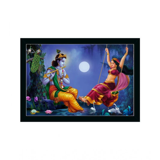 Fashion Radha Krishna Painting with Synthetic Photo Frame (Multicolor)