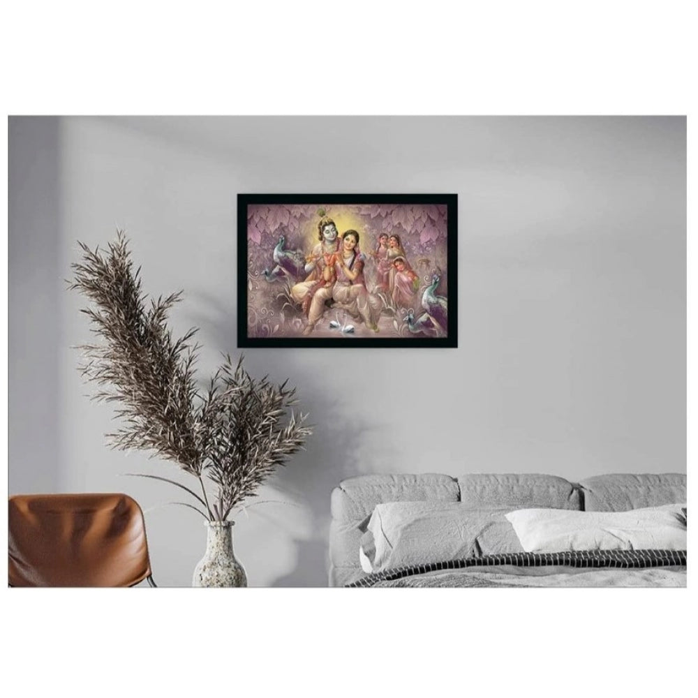 Fashion Radha Krishna Painting with Synthetic Photo Frame (Multicolor)