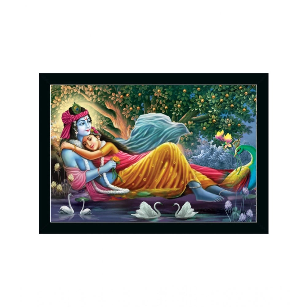Fashion Radha Krishna Painting with Synthetic Photo Frame (Multicolor)
